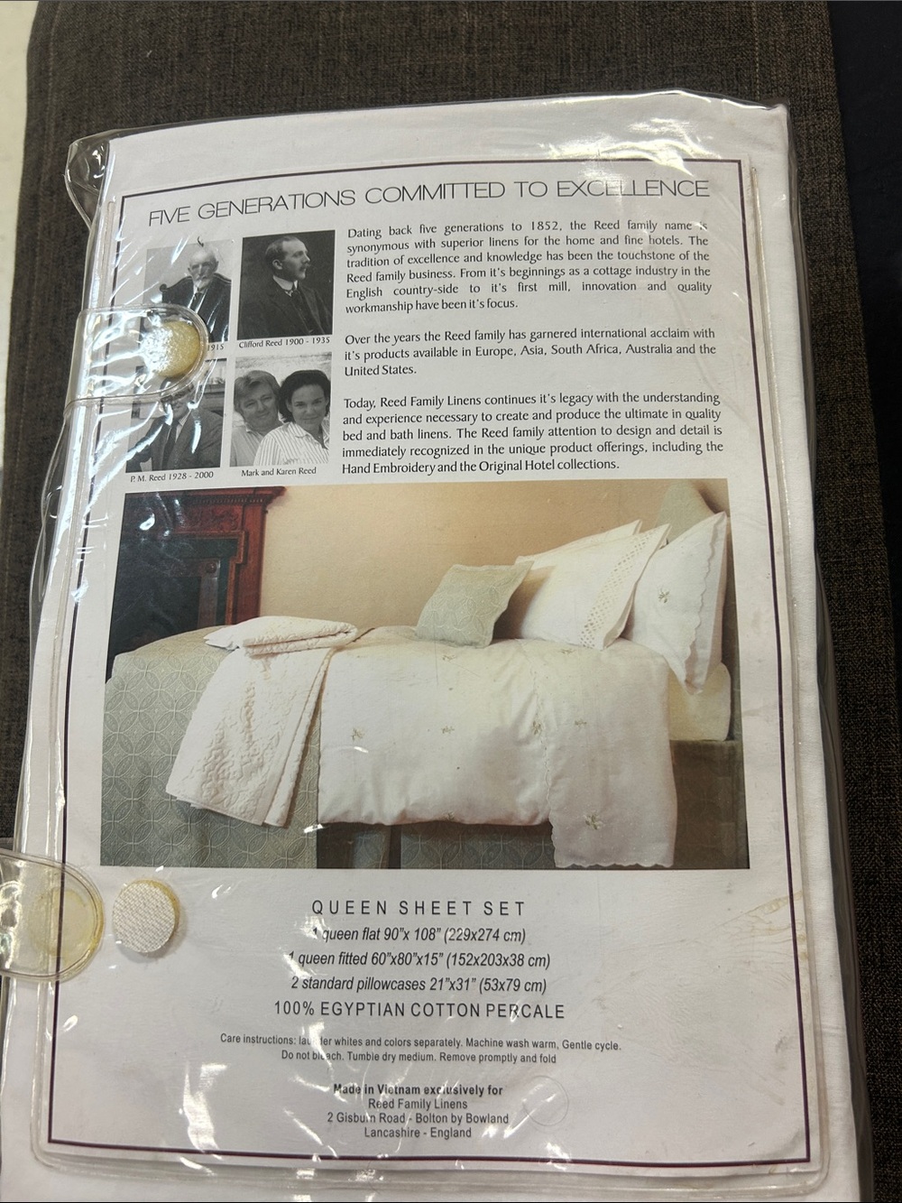Hand-Embroidered White & Light Blue Queen Sheet Set - Picture 2 of 6